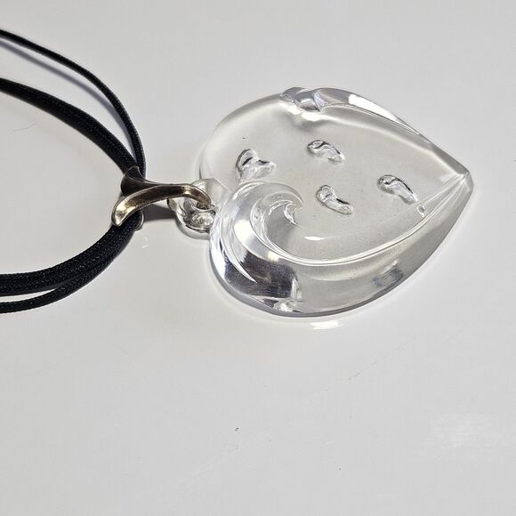**Final Sale** Sterling Silver Lenox Footprints in Sand Glass Heart Pendant 17" - Picture 14 of 15